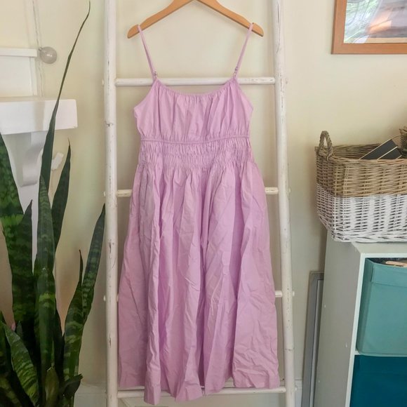 NWT All in Favor Lush Tie Neck Poplin Midi Dress - Picture 5 of 5